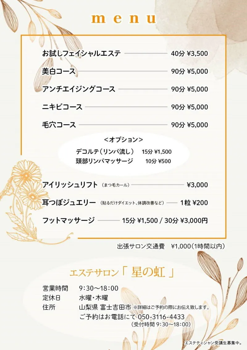 エステメニュー